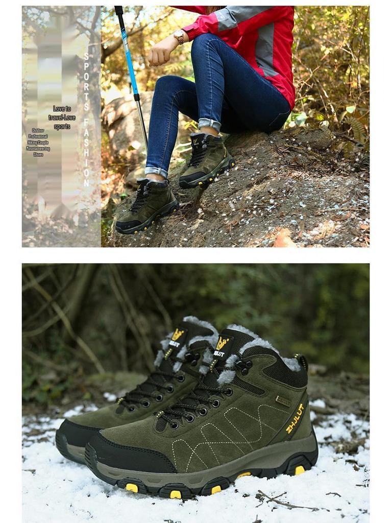 Qifeng Winter High-Top Mountaineering Shoes with Fleece Lining - Sizes 45, 46, 47