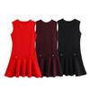 Spring 2025 Women's Textured Sleeveless Crew Neck Dress - European & American Style 
