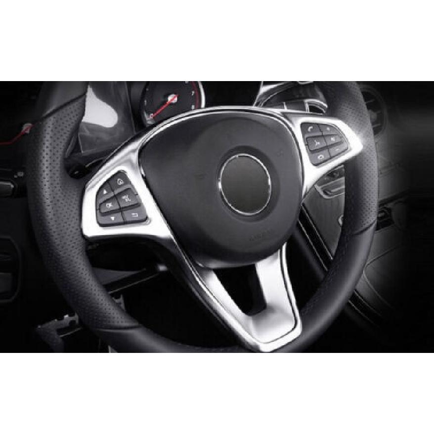 Cover Trim Fit For Benz GLS GLE 2016-2019 Steering Wheel Strip ABS Silver 1PCS