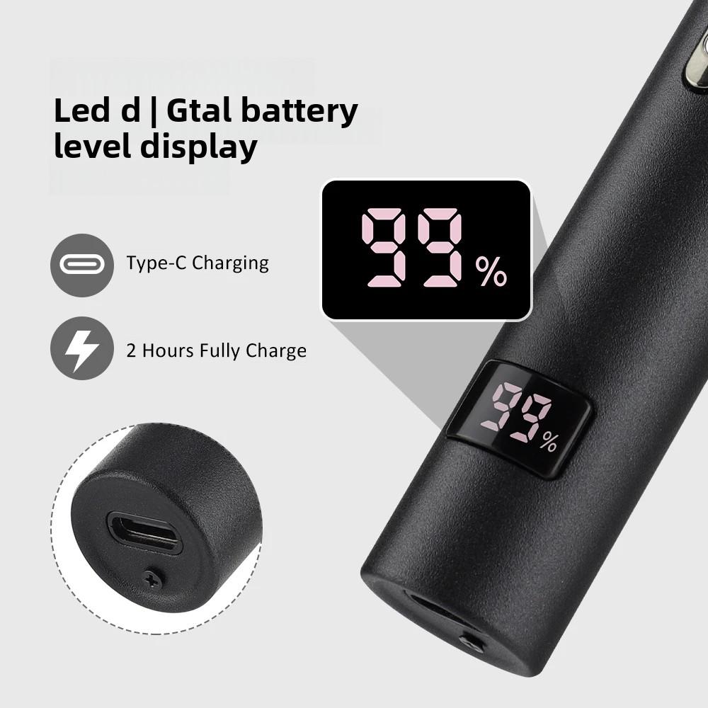 3 In 1 Electric Nose Hair Trimmer for Men Portable Digital Display Nose Ears Hair Eyebrow Trimmer 360° Roating Painless Safe