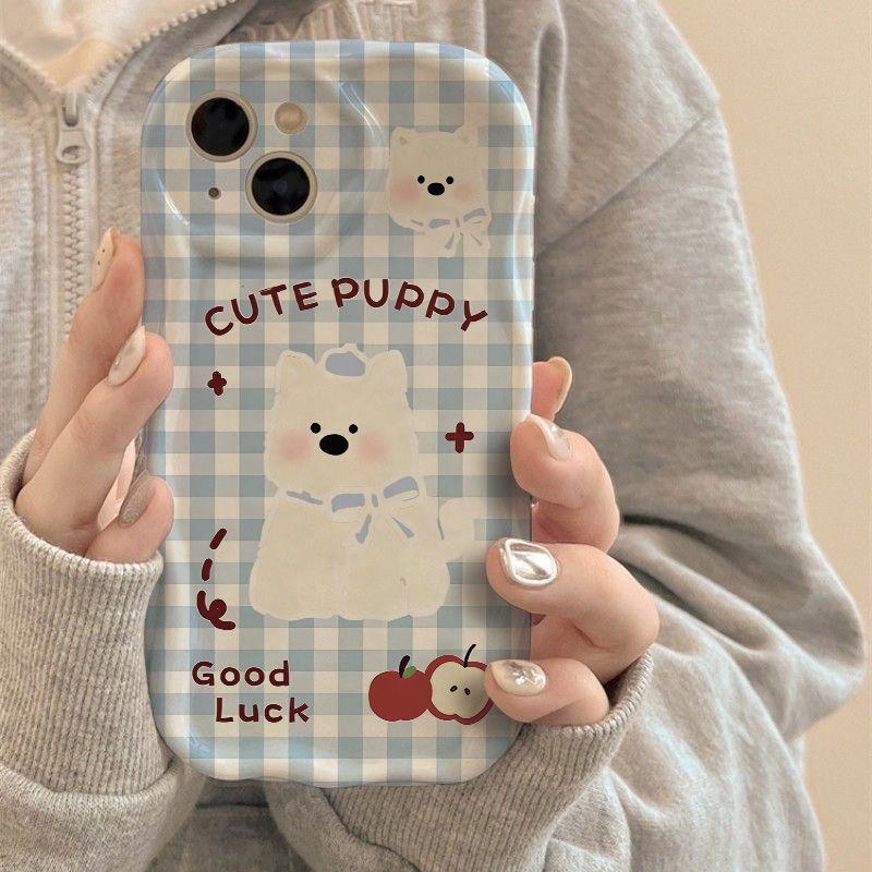 Cute Puppy Pattern Wave Phone Case for IPhone 15 14 16 13 12 11 Pro Max 15 14 16 Plus IPhone 15 16 Pro Shockproof Phone Case iPhone 11