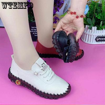 Baskets Femmes Chaussures Plateforme Mocassins À Lacets En Cuir Plat Slip-On Nouveau Printemps Décontracté Maman Chaussure Mujer Zapatos Chaussure Femme