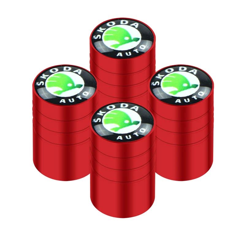 Car Sticker 2025 Hot New Sporty Aluminum Car Wheel Tire Valve Caps Tyre Rim Stem Covers Airdust Waterproof For Skoda Universal V