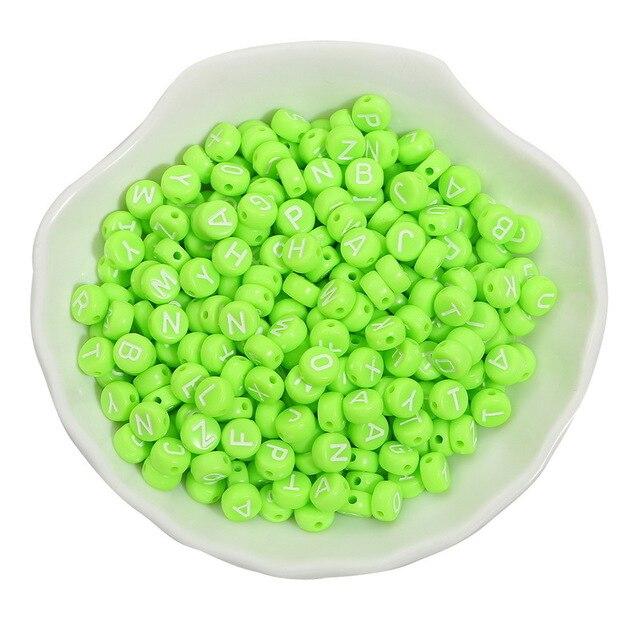 

100 шт. акриловые бусины с буквами алфавита, подвески, браслет, ожерелье для DIY, аксессуары для изготовления ювелирных изделий зелёный