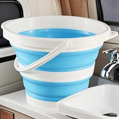 1pc Portable Folding Water Bucket - Durable PP Material, Ideal for RV, Camping, Fishing & Travel, Easy Storage & Cleaning, Camping Essentials