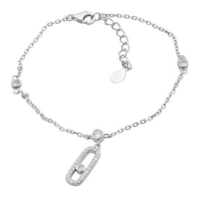 Silver Bracelet with Cubic Zirconia, Item Weight 2.32 G (2209164)