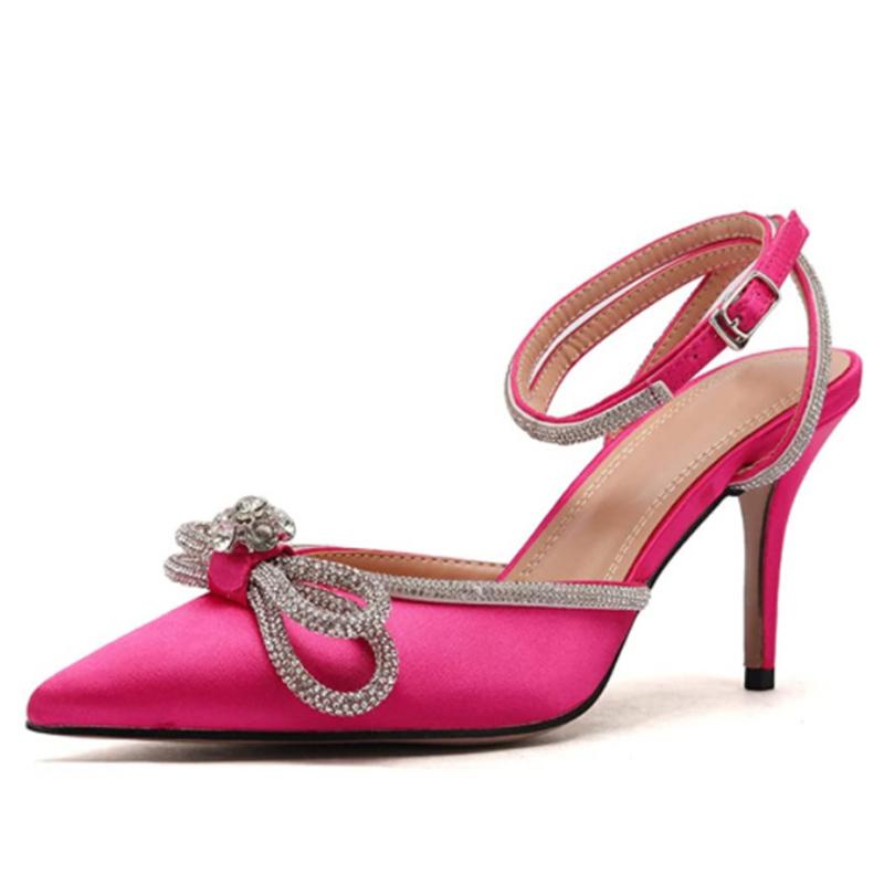 Fashion 2024 New Fashion Women Pumps Women Crystal Bowknot Shoes Dress Summer High Heels Soft Party Prom Glitter Rhinestones Woman Shoes