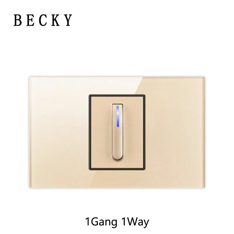118 Type Gold Piano Key Tempered Glass Reset Switch Fashionable Switch Socket Universal Socket Home Hotel Office Decoration