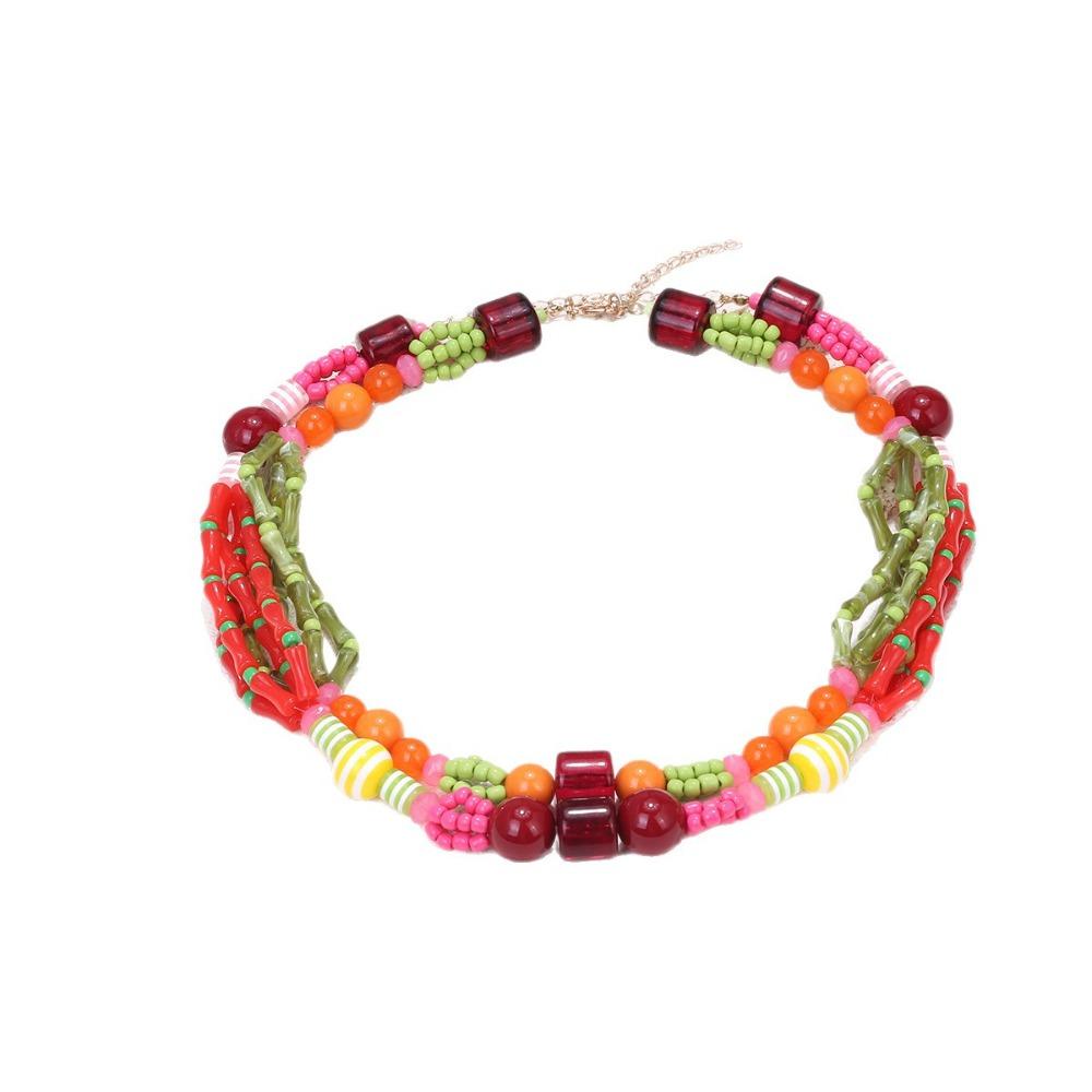 Ethnic Style Multilayer Bead Necklace Marine Organism Charms Dopamine Necklace  Women