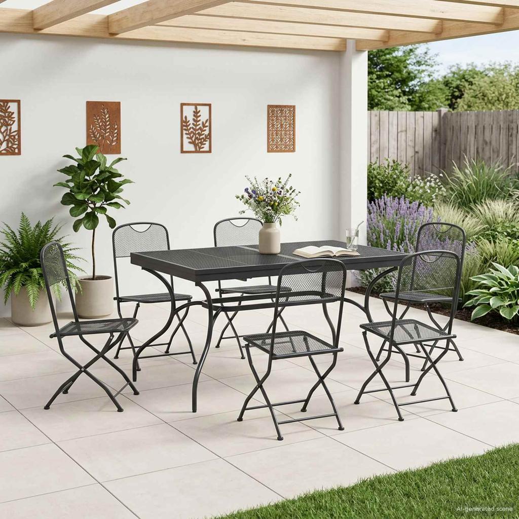 Garden Dining Set 7 pcs Anthracite 212 x 90 x 76 cm