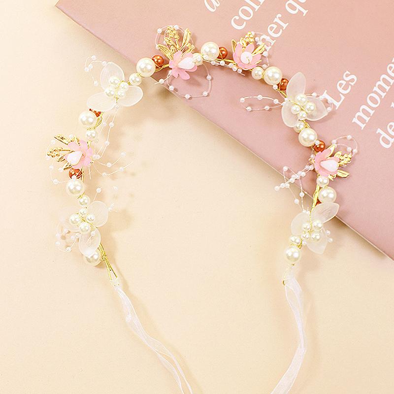 Hair Jewelry Children Gifts Spring Bohemian Girls Bridal Pearl Hair Headdress Flower Wreath Bride Garland Head Hoop Headbands