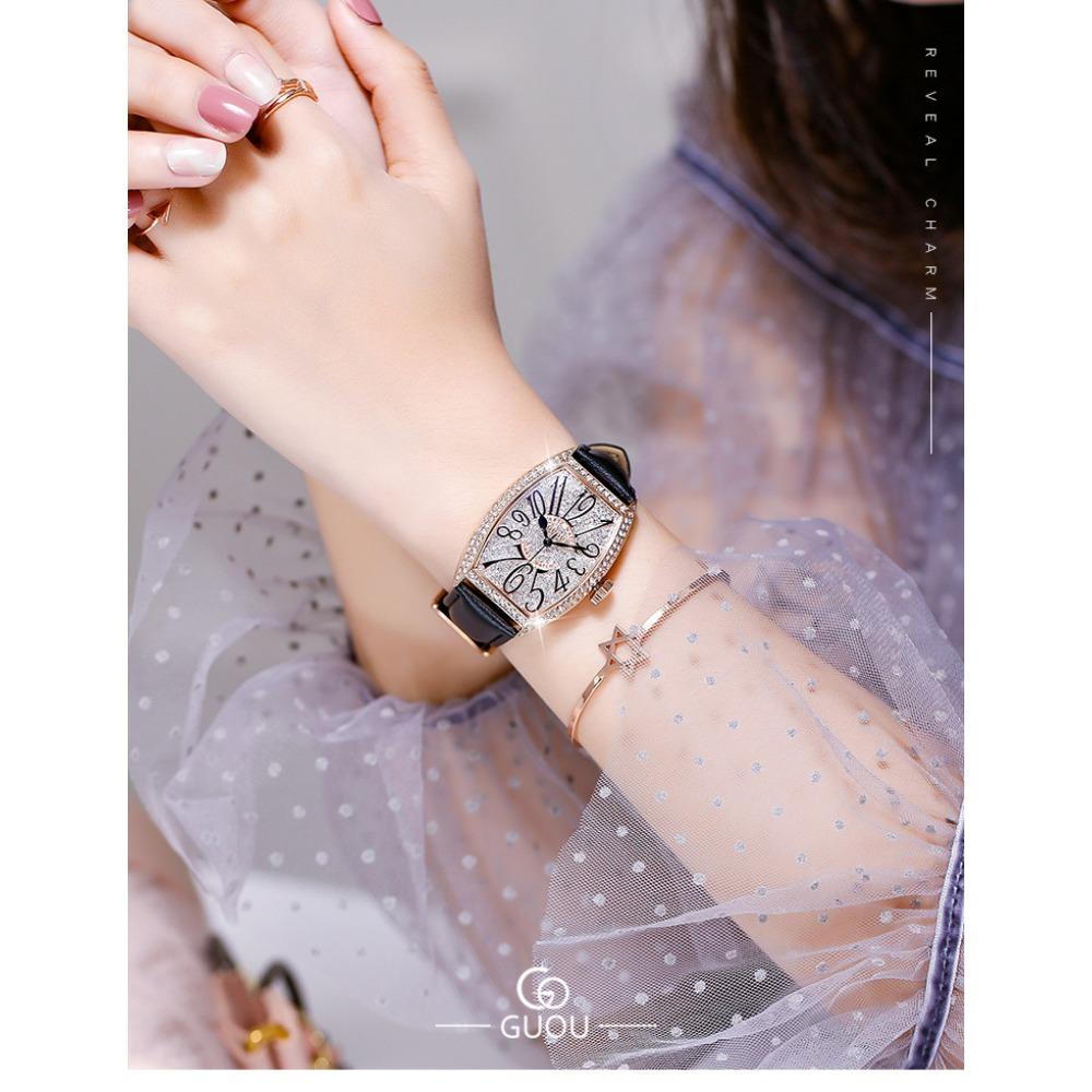 Barrel-shaped Women's Watch with Large Dial, Trendy Diamond-set British Fashion Women's Watch