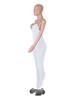 Women's Solid Color Ribbed Backless Camisole Jumpsuit with Chest Pad - Casual Yoga Wear