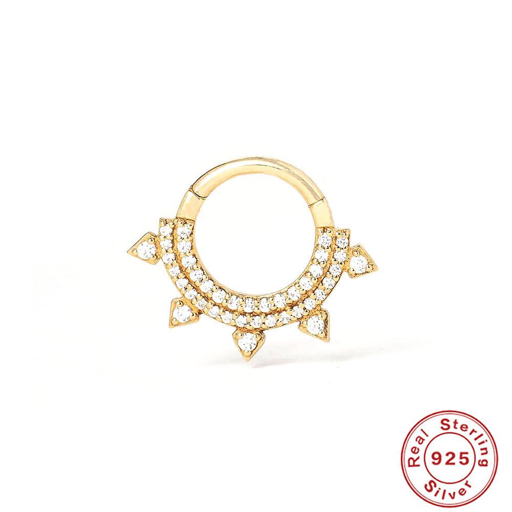 Wind S925 Sterling Silver Star Diamond Temperament Cartilage Piercing Earrings Ear Buckle Nose Ring Dual Use