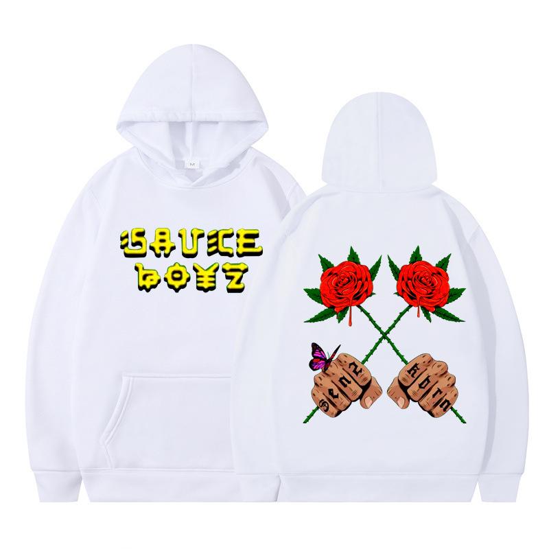 

Американский рэпер Eladio Carrion Толстовка Sauce Boyz Музыкальный альбом с принтом Мужские толстовки большого размера в стиле хип-хоп Harajuku Уличная одежда Пальто