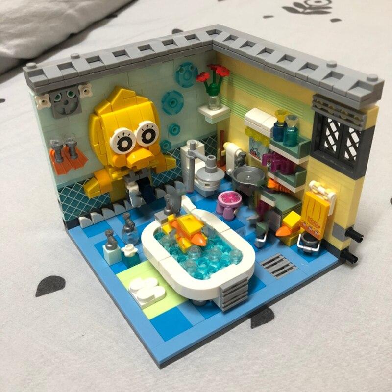 LOZ 1904 Stadtarchitektur Haus Ecke Duschraum Ente Tier Blume DIY Mini Blöcke Ziegel Gebäude Spielzeug keine Box