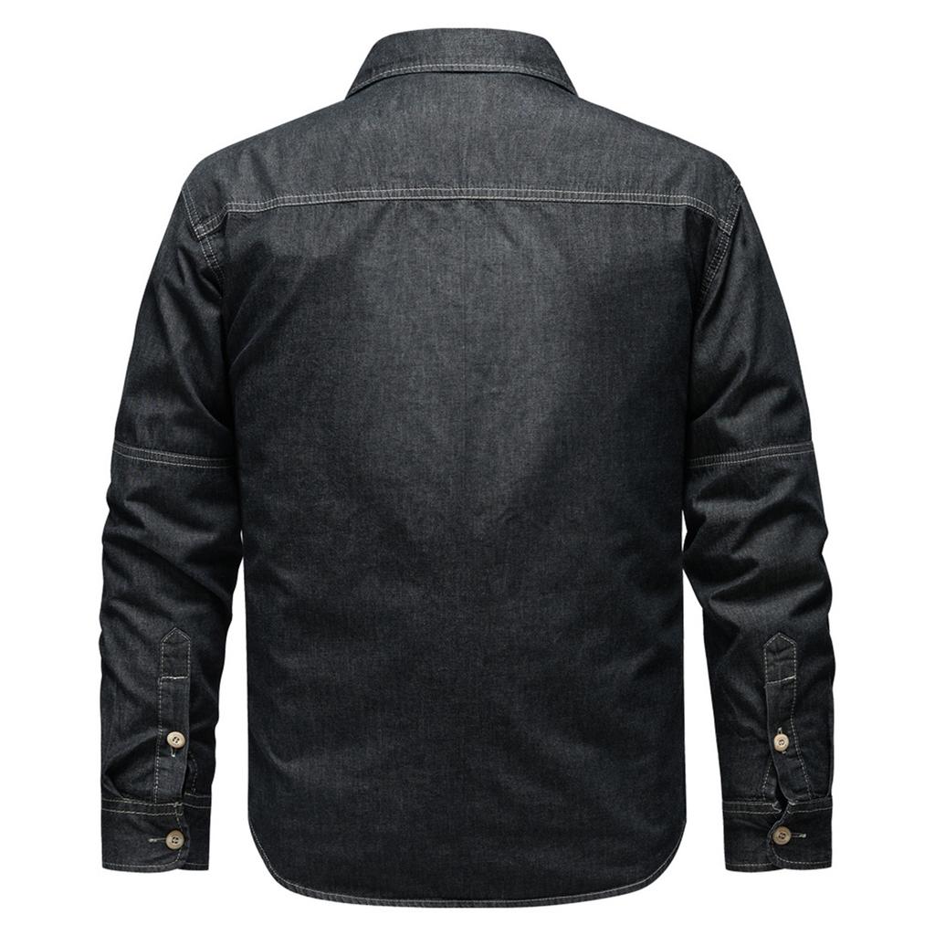 Men's Long-Sleeved Denim Shirt Casual Shirt Slim Fit Top