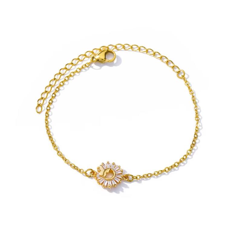 Zircon Flower Bracelet Women's Fashion Light Luxury Design Gold Chain Light Luxury Jewelry