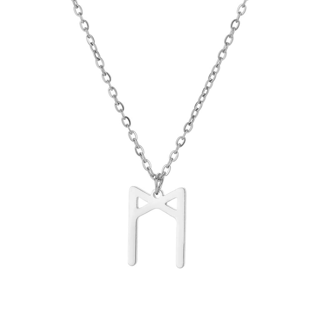 Viking Rune Layering Necklace for Women Stainless Steel Norse Runic Pendants Necklaces Feminine Delicate Minimalist Zircon Gift