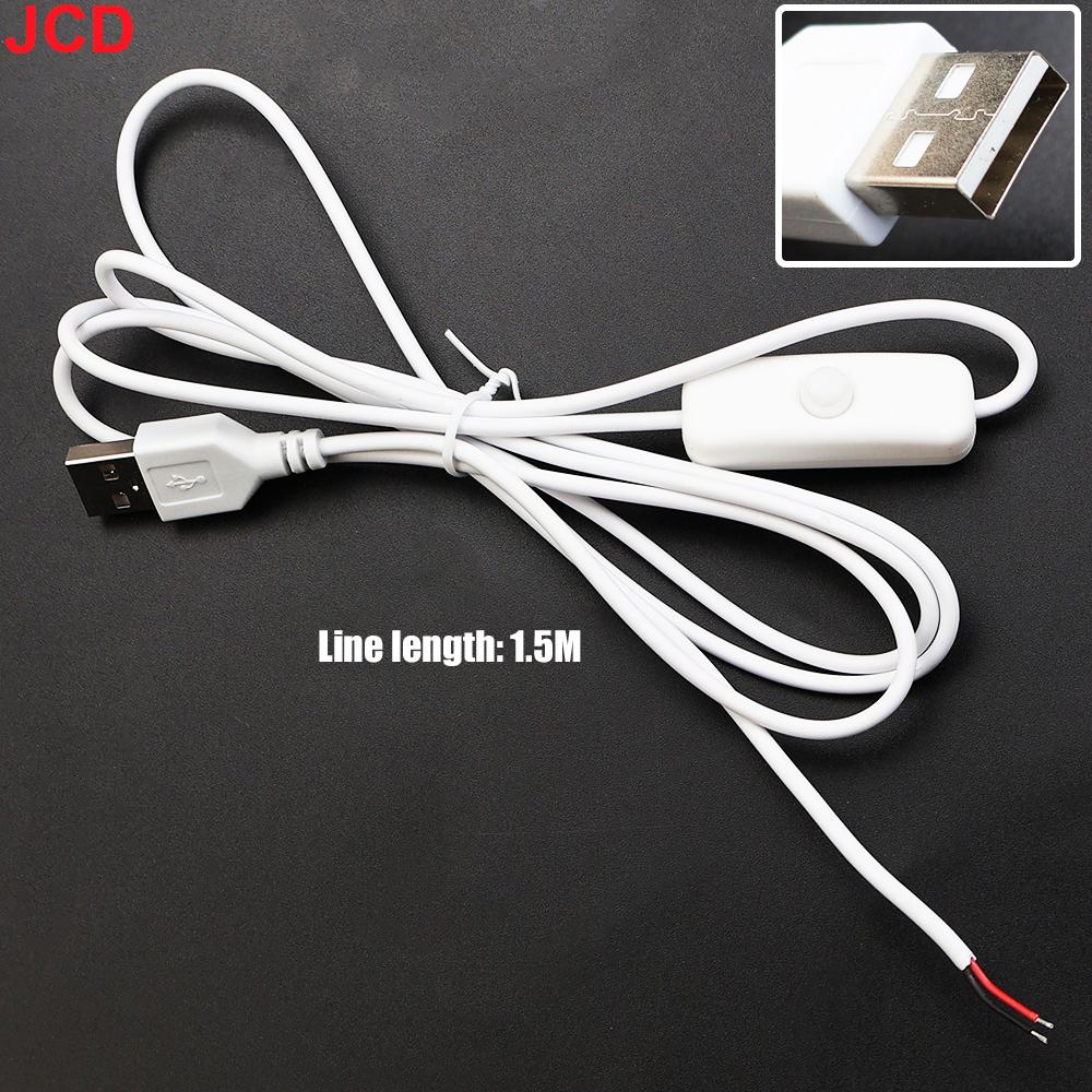 JCD 1pcs 5V Switch Power Supply Wire USB Male to 2 Core Connection Cable 501 Button ON OFF For LED Strip Lamp Bulb Light DIY