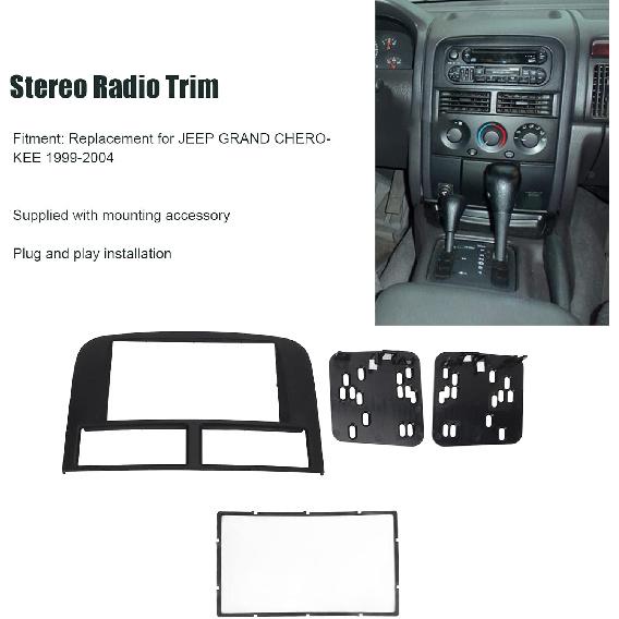 Fydun Double DIN Installation Dash Kit Dashboard Installation Trim Stereo Audio Bezel Decor for 1999‑2004