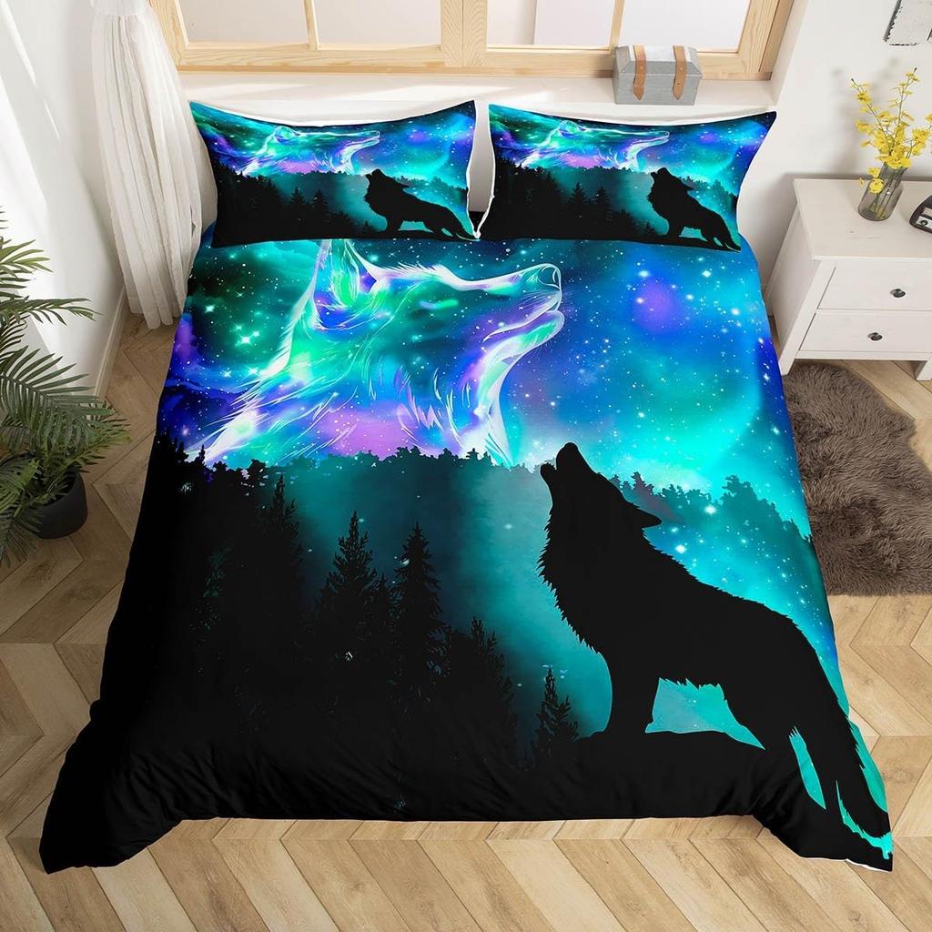 Wolf Duvet Cover Twin Queen 2/3Pcs Wild Animal Wolves Bedding Set For Boys Girls Teens Microfiber Snow Mountain Comforter Cover