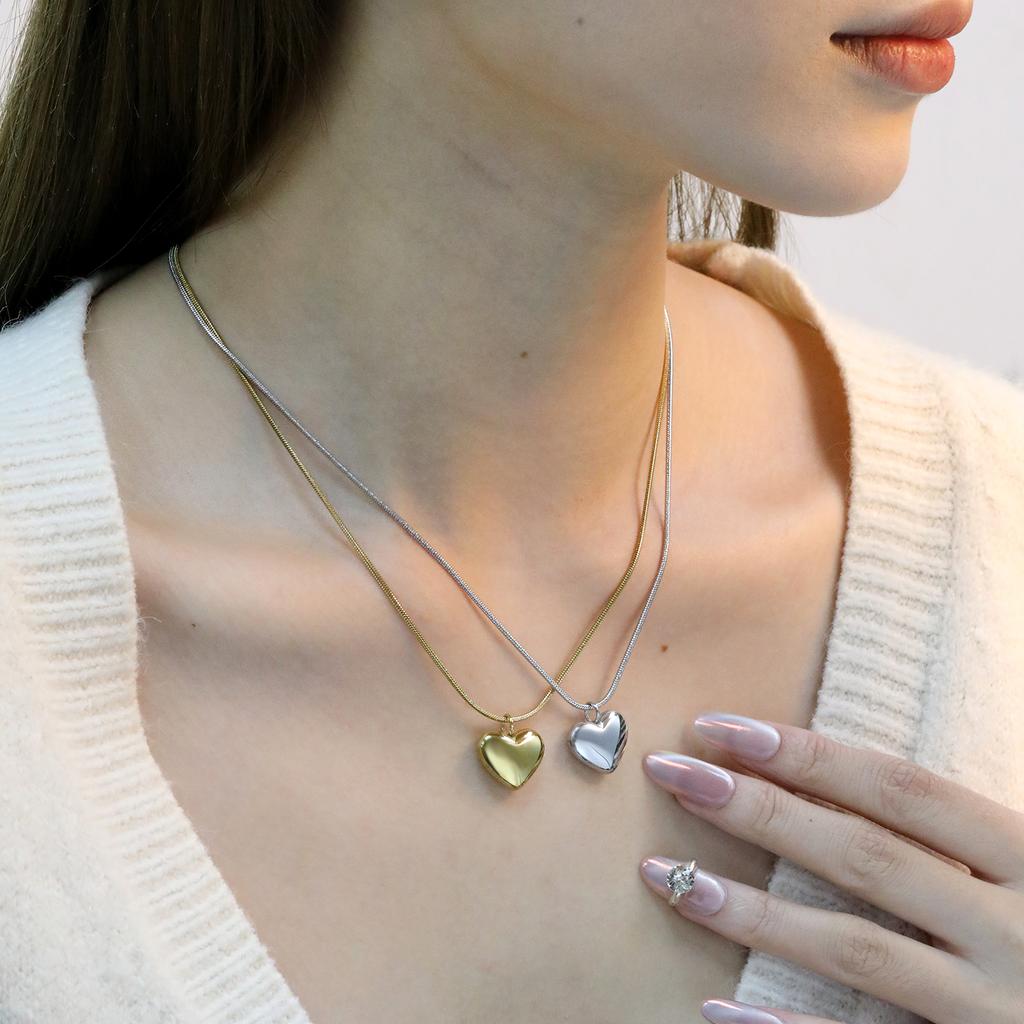 Elegant and Sweet Stainless Steel Gold-plated Heart Necklace for Women, Collarbone Chain Fashionable Holiday Party Gift Jewelry