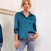 Camisas Casuales Holgadas de Manga Larga de Moda para Mujer Primavera y Verano Nuevo Blusas Tops de Oficina para Señoras Abotonadas Solapa Sólido Simple Slim Camisa de Mujer 26257
