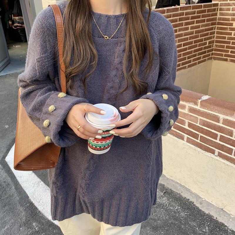 Women's Retro Thick Knit Sweater - Cozy, Loose-Fit, Autumn/Winter Style