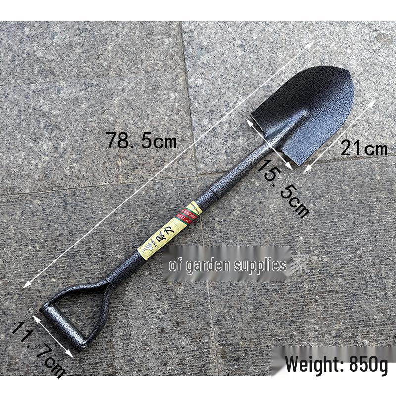 Manganese Steel Round Head Garden Shovel - Durable Integrated Steel Shovel for Car, Outdoor, and Farm Use