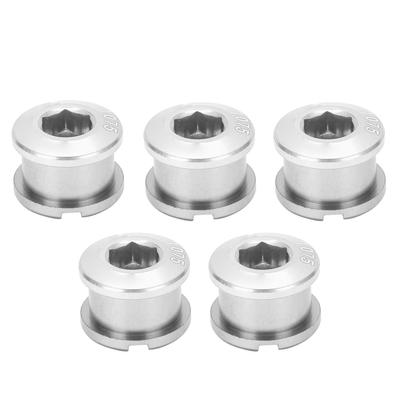 5 Piezas Tornillos de Plato Único Tuercas de Bielas Tornillos de Rueda de Cadena de Aleación de Aluminio para Bicicleta de Montaña Plata