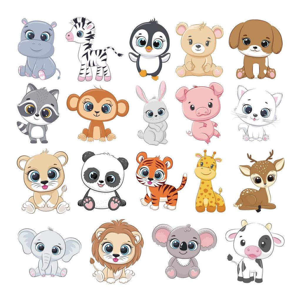 Little Animals Sheet Custom Iron On Transfer Easy To Cut Parches Ropa Clothes Stickers Diy T-Shirt Jeans Heat Transfer Sticker