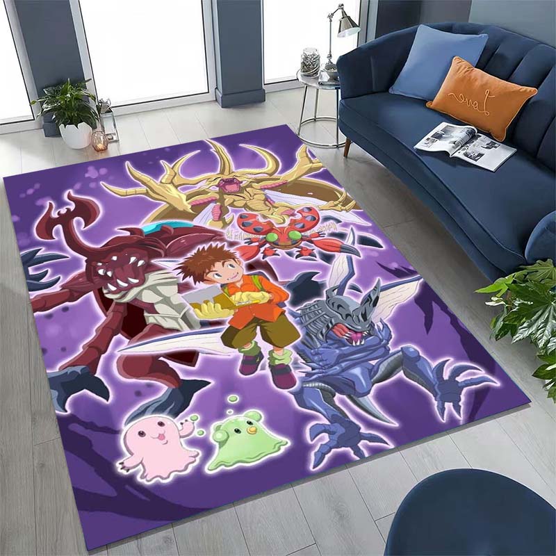 The New (Digimon) Rug Is Suitable for Home Décor in Game Rooms, Bedrooms, Living Rooms, Sofas, and Other Areas.