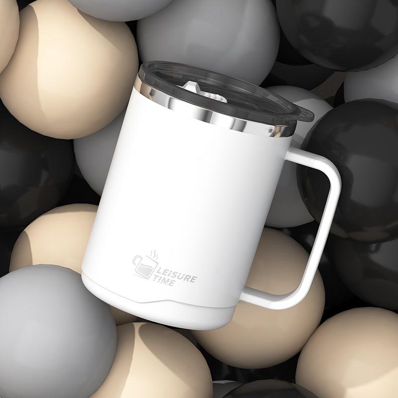 304 Stainless Steel Double-Layer Thermos Cup Office Coffee Cup With Handle Tea Cup Gift