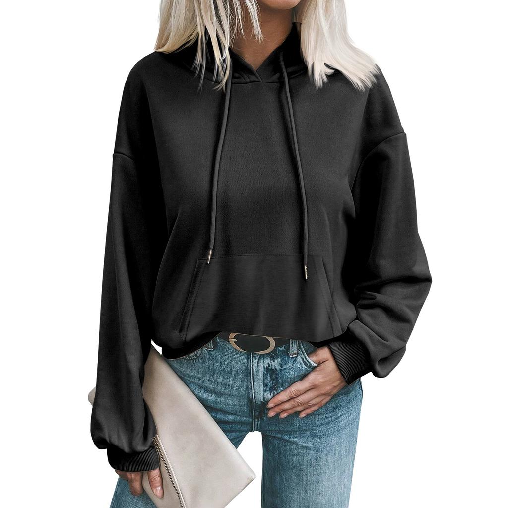 Women's Fashionable Autumn And Winter Solid Color Casual Loose Head Long-sleeved Hooded Sweater