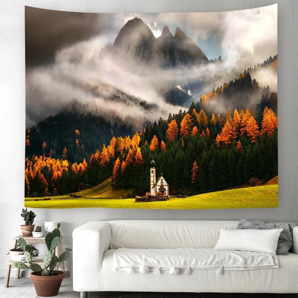Natural Scenery Lake Sunset Decorative Tapestry Home Wall Living Room Office Decorative Tapestry