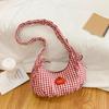Fresh Color Plaid Dumpling Bag Korean Style Pleated Shoulder Bag Casual Bowknot Tote Bag  Students