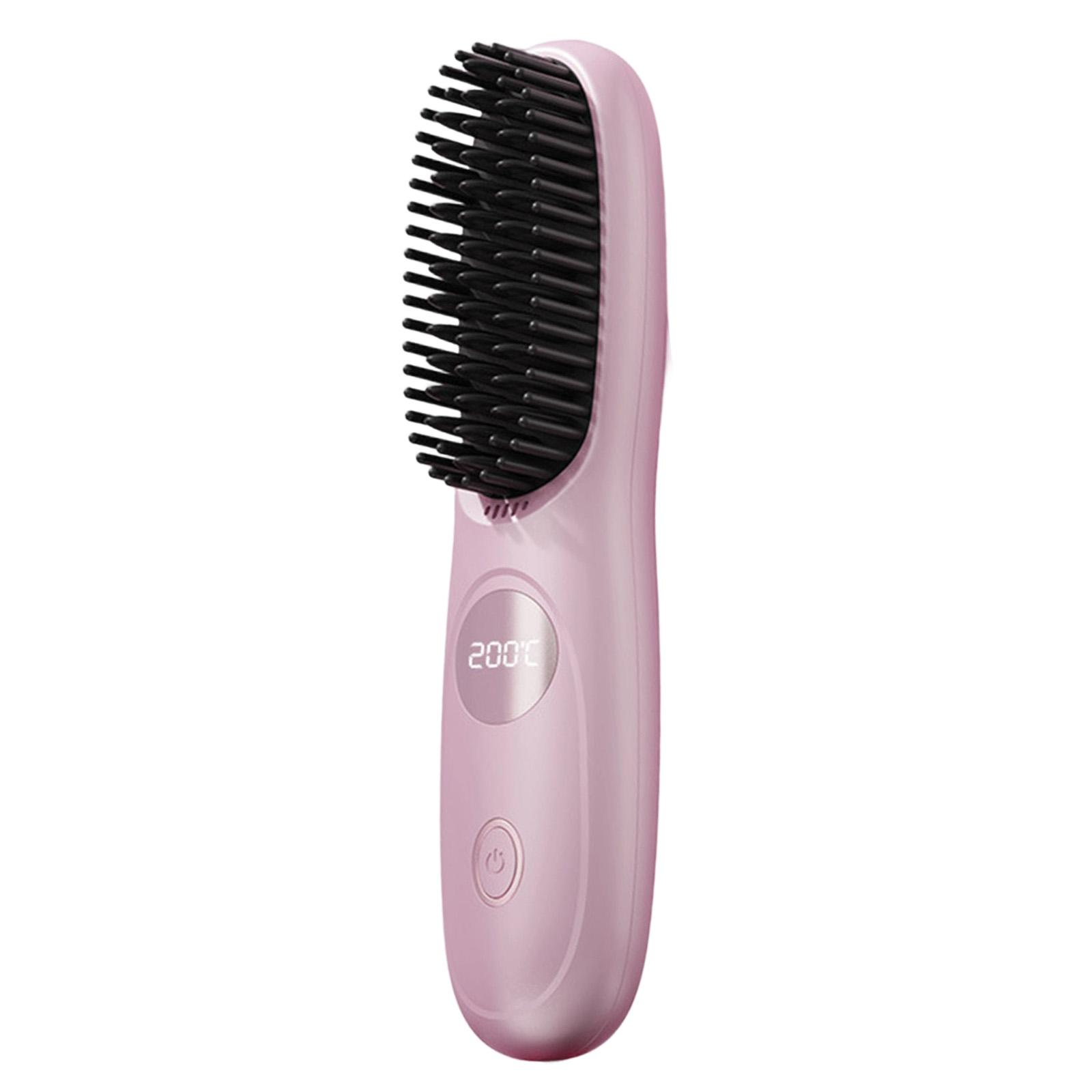 

Hair Straightening Brush, Quick Styling Tool, Rechargeable Wireless Hair Straightening Device, Personal Care Comb one size рожевий