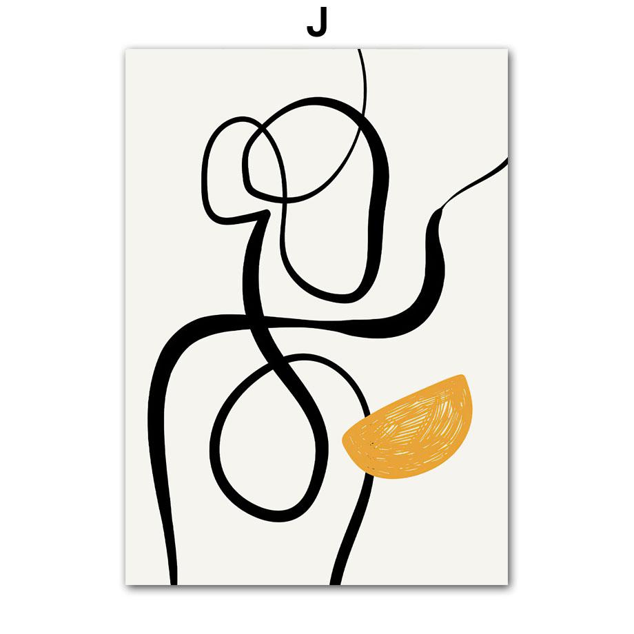 Black Ink Girl Leaf Wine Glass Line Wall Art Canvas Painting Abstract Posters And Prints Wall Picture For Living Room Home Decor