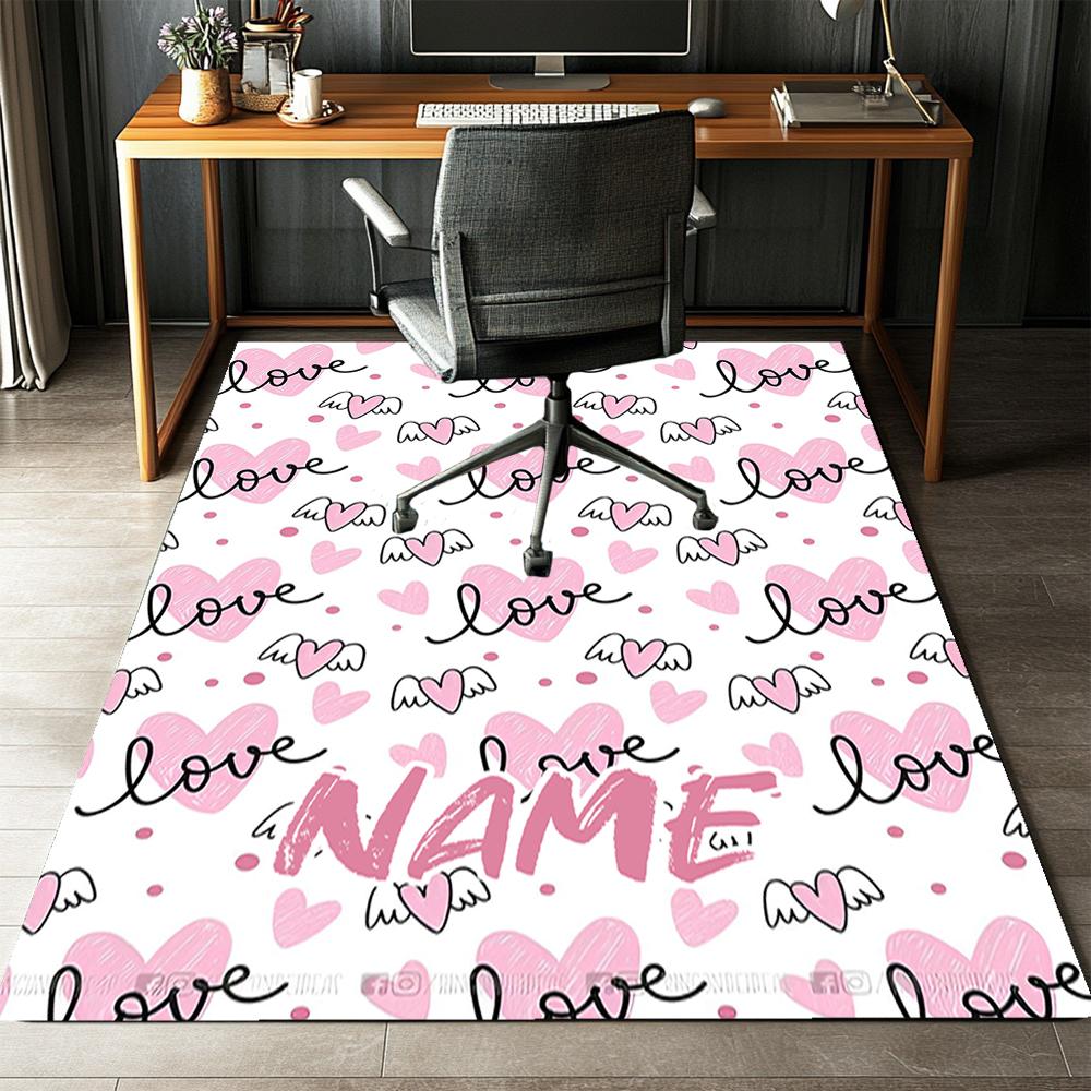 Custom Name Love Printed Carpet,Rug for Office Chair Living Room Bedroom Kitchen Room Decor Gifts.
