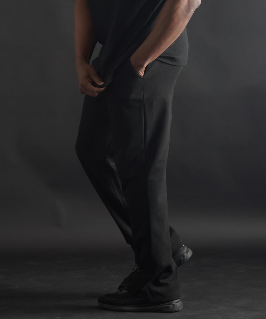 PHERMENON Sweat Cut-Out Flare Pants - Black