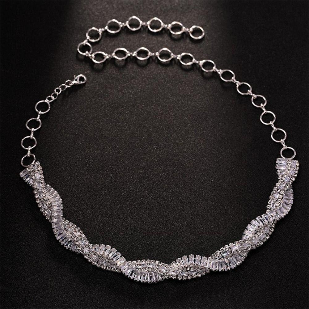 Multi-Row Geometric Crystal Choker Necklaces Luxury Trendy Weave Necklaces Fashion Accessories
