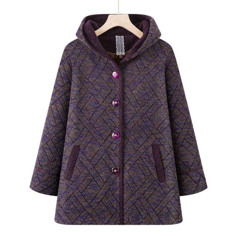 

Высококачественное пальто с капюшоном осень-зима средней длины женская одежда новая зимняя одежда утолщенная теплая верхняя куртка 5XL [recommended 150-80kg] фиолетовый