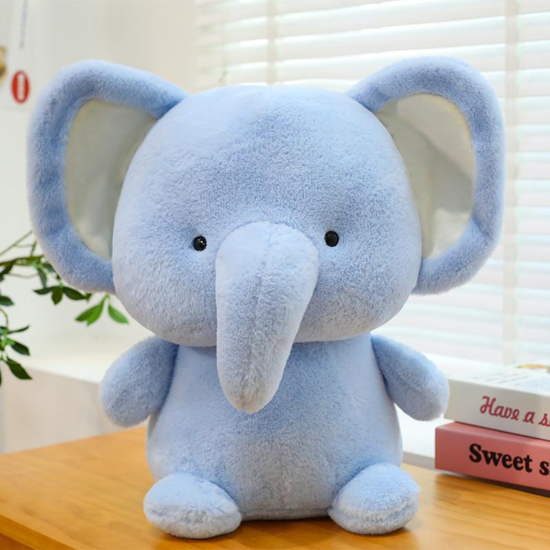 Cartoon Elephant Plush Stuffed Animal With Long Fur Soft Toy For Kids Room Decor