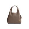 Lana 23 Cor Sólida Logo Dourado Textura de Pedrinha Compartimento com Zíper Acolchoado Ferragens de Metal Bolsa Tote de Ombro Média Feminina CM545-B4CBD