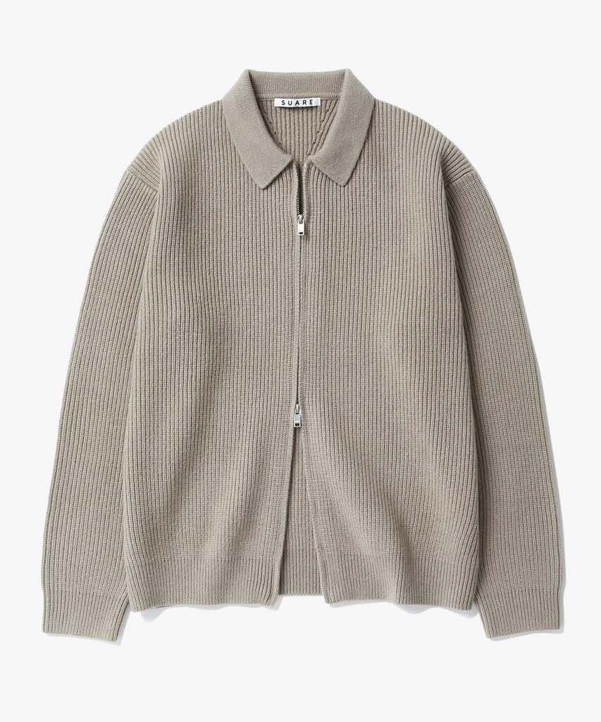 SUARE Hacci Collar Two-Way Zip-Up Knit - 7 Colors