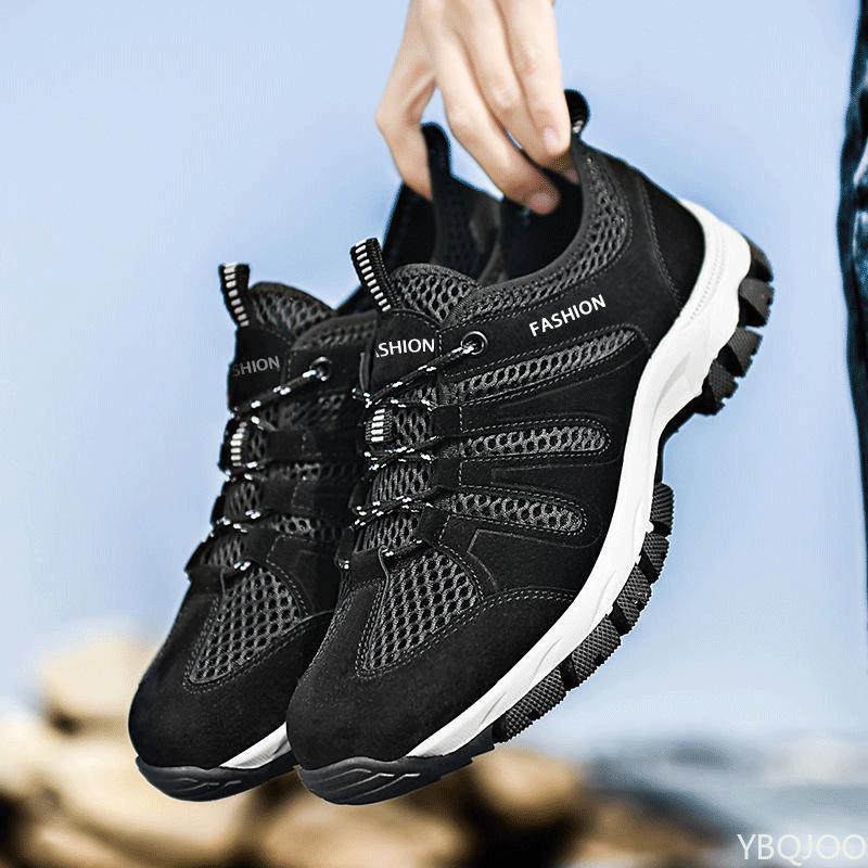 Trendy Men's Summer Mesh Breathable Casual Sports Shoes with Hollowed Out Mountaineering Anti Slip Water Wading Vulcanized Shoes