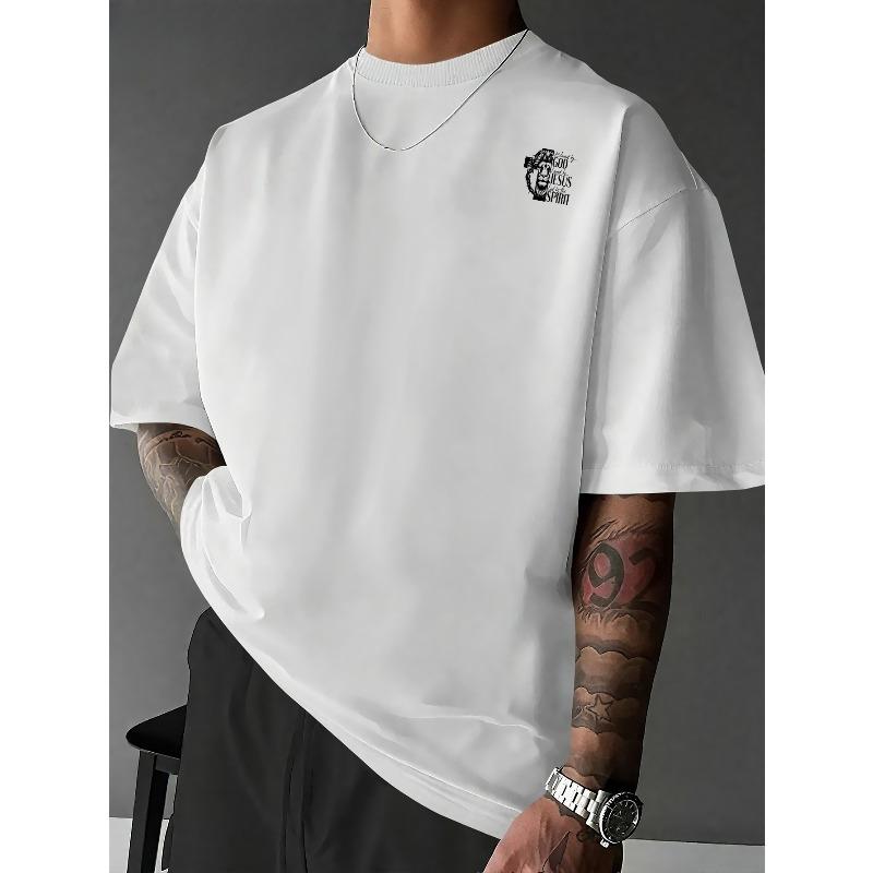 Men'S T-Shirts, Men'S Fashion Trendy "Blessed by GOD" Letter Print Regular Fit