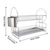 2 Tier Dish Drying Rack Stainless Steel Double Layers Dish Drainer with Cutlery Holder for Kitchen Storage