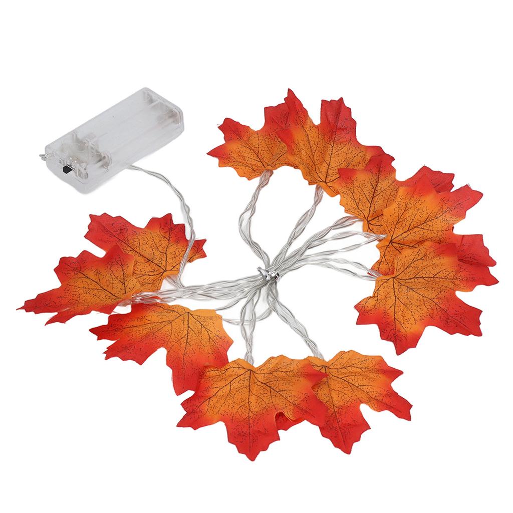 Maple Leaves String Lights with 10 LED Bulbs Battery Operated Fall Garland Lights for Halloween Thanksgiving